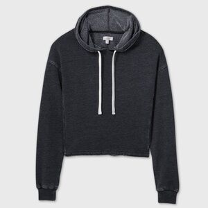 Gray Cropped Workout Hoodie